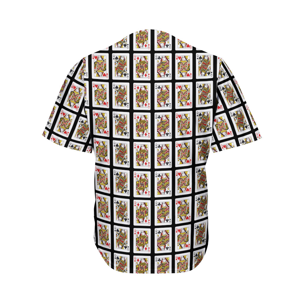 Four Queens Playing Cards Pattern Print Men's Baseball Jersey