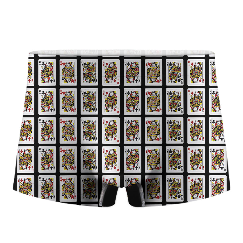 Four Queens Playing Cards Pattern Print Men's Boxer Briefs