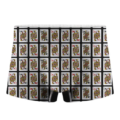 Four Queens Playing Cards Pattern Print Men's Boxer Briefs