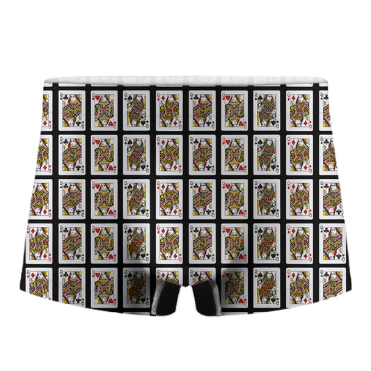 Four Queens Playing Cards Pattern Print Men's Boxer Briefs