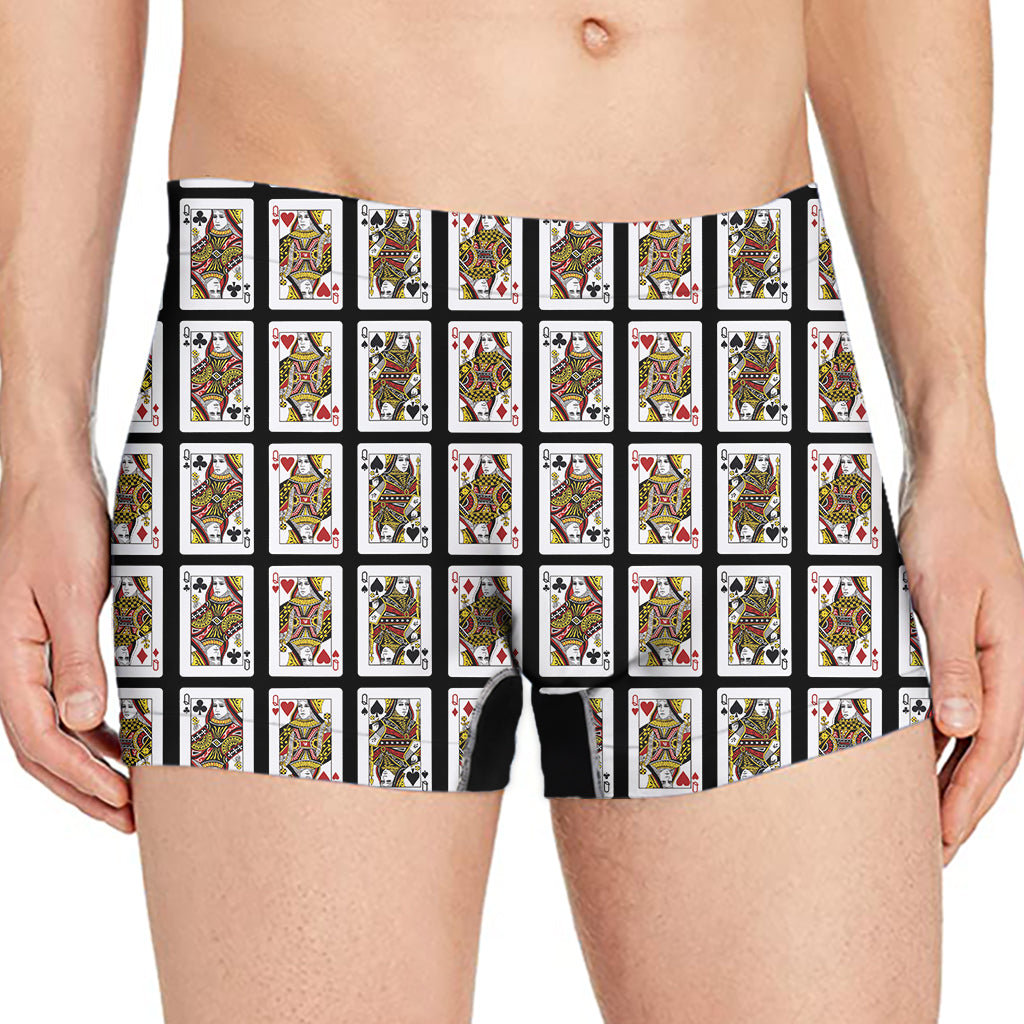 Four Queens Playing Cards Pattern Print Men's Boxer Briefs