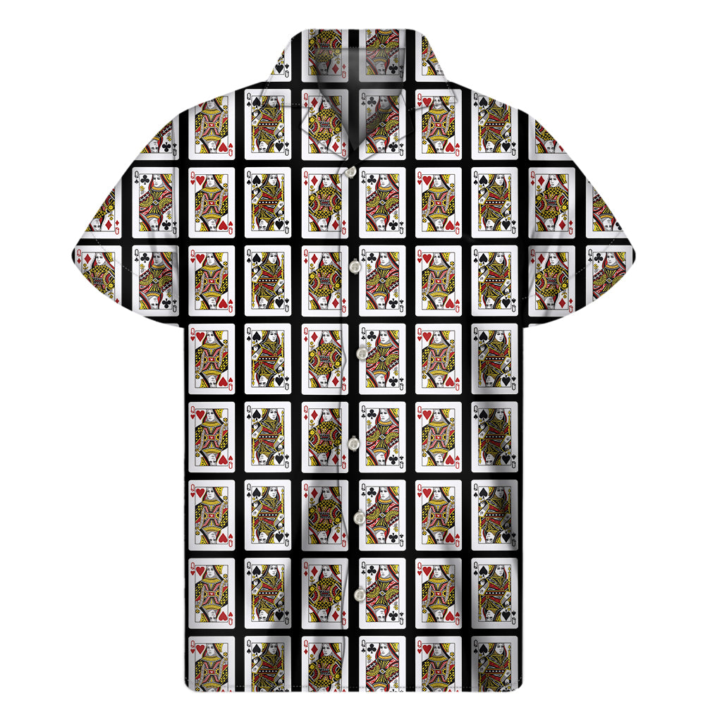 Four Queens Playing Cards Pattern Print Men's Short Sleeve Shirt