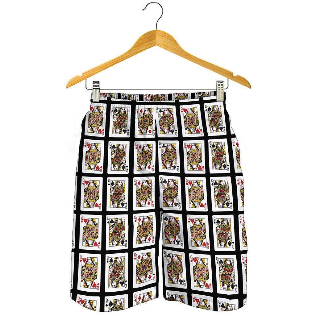 Four Queens Playing Cards Pattern Print Men's Shorts