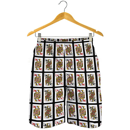Four Queens Playing Cards Pattern Print Men's Shorts