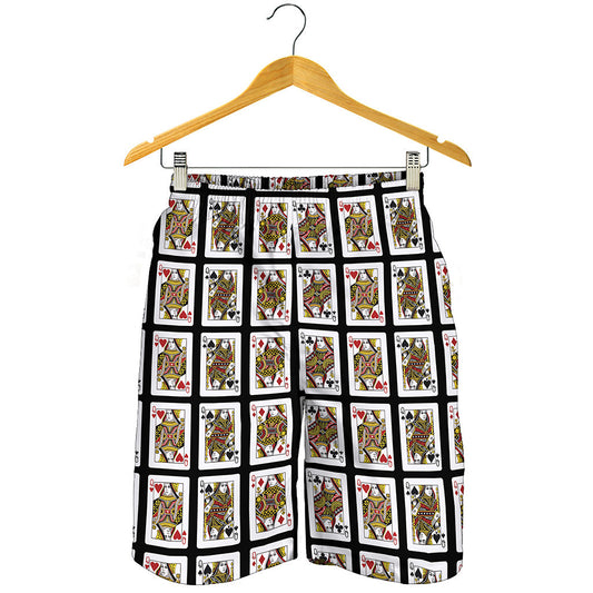 Four Queens Playing Cards Pattern Print Men's Shorts