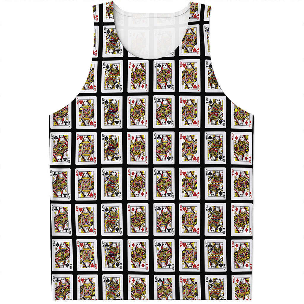 Four Queens Playing Cards Pattern Print Men's Tank Top