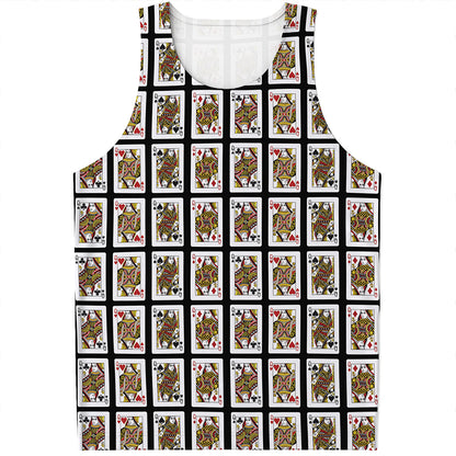 Four Queens Playing Cards Pattern Print Men's Tank Top