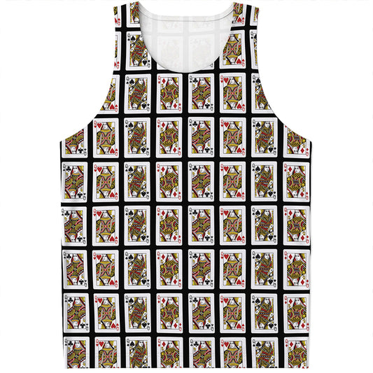 Four Queens Playing Cards Pattern Print Men's Tank Top