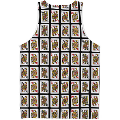 Four Queens Playing Cards Pattern Print Men's Tank Top