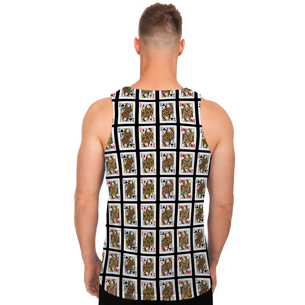 Four Queens Playing Cards Pattern Print Men's Tank Top