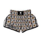 Four Queens Playing Cards Pattern Print Muay Thai Boxing Shorts