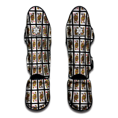 Four Queens Playing Cards Pattern Print Muay Thai Shin Guard