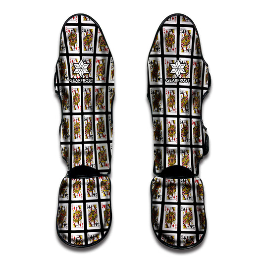 Four Queens Playing Cards Pattern Print Muay Thai Shin Guard