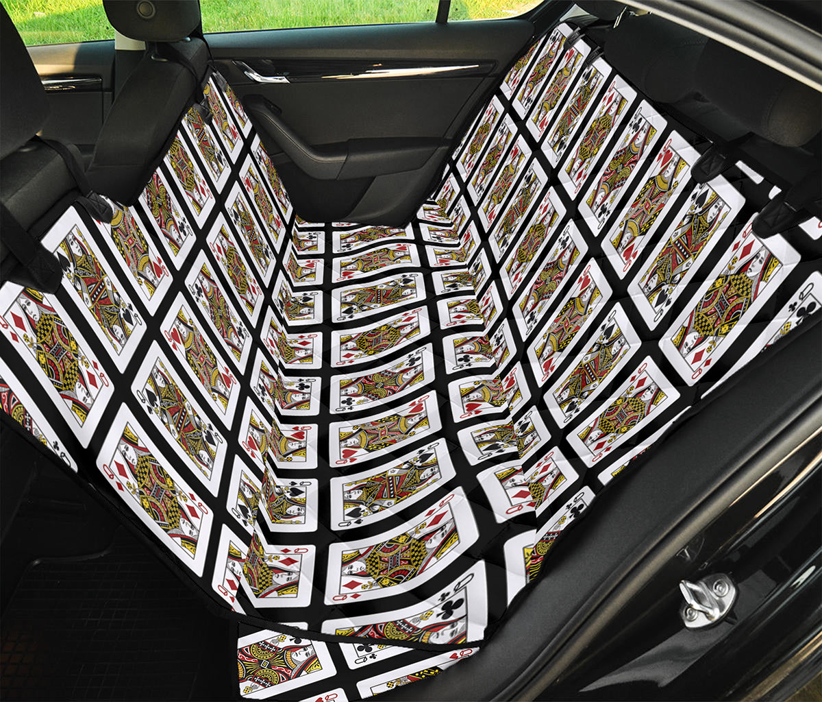 Four Queens Playing Cards Pattern Print Pet Car Back Seat Cover