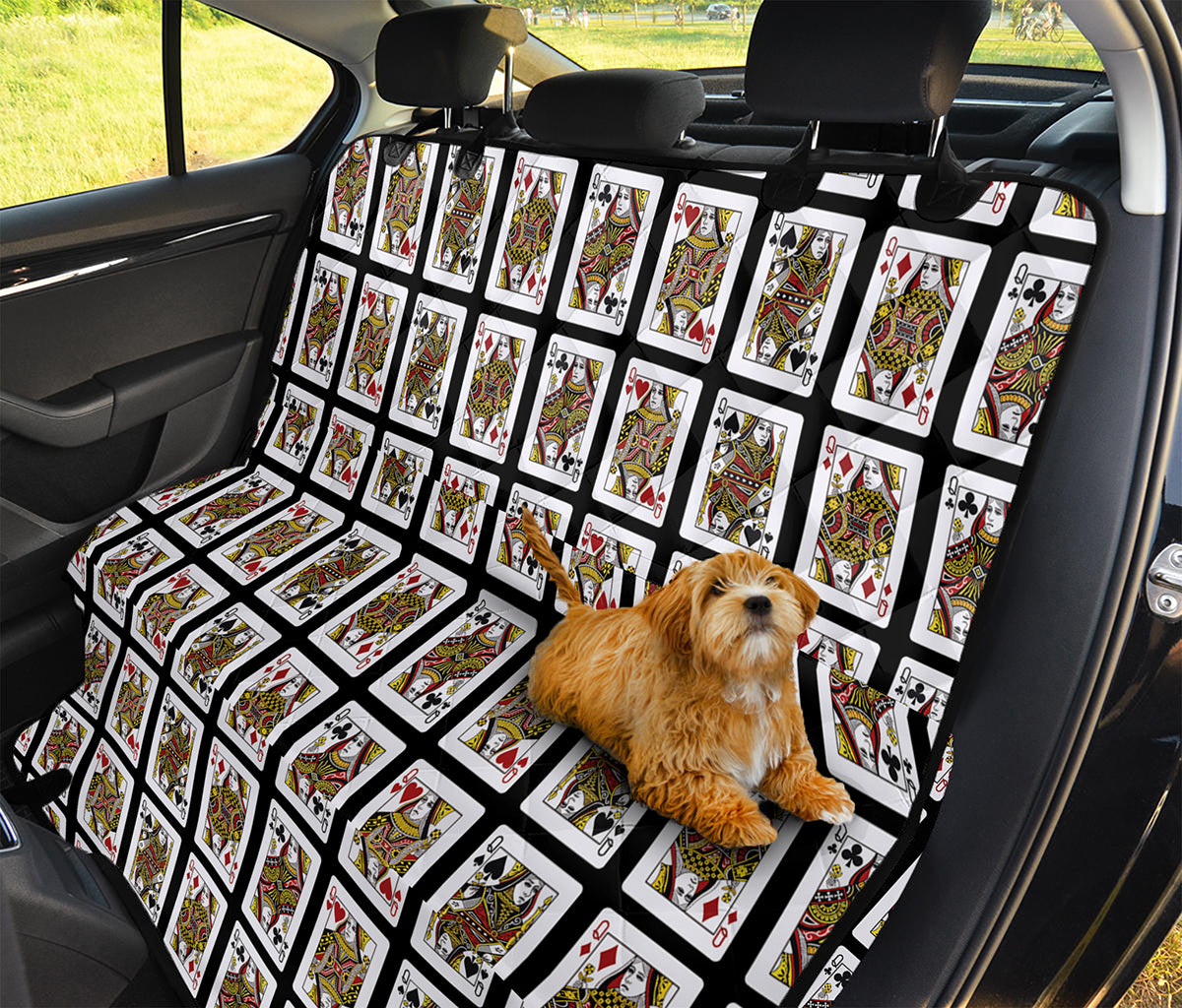 Four Queens Playing Cards Pattern Print Pet Car Back Seat Cover