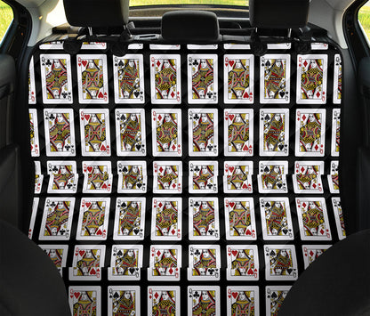 Four Queens Playing Cards Pattern Print Pet Car Back Seat Cover