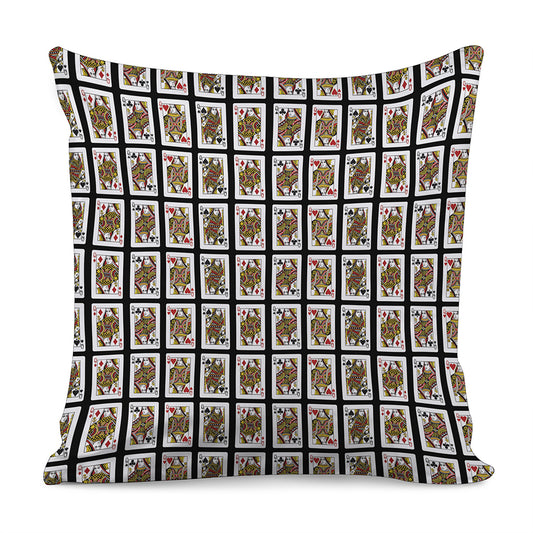 Four Queens Playing Cards Pattern Print Pillow Cover