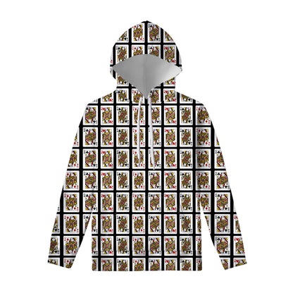 Four Queens Playing Cards Pattern Print Pullover Hoodie