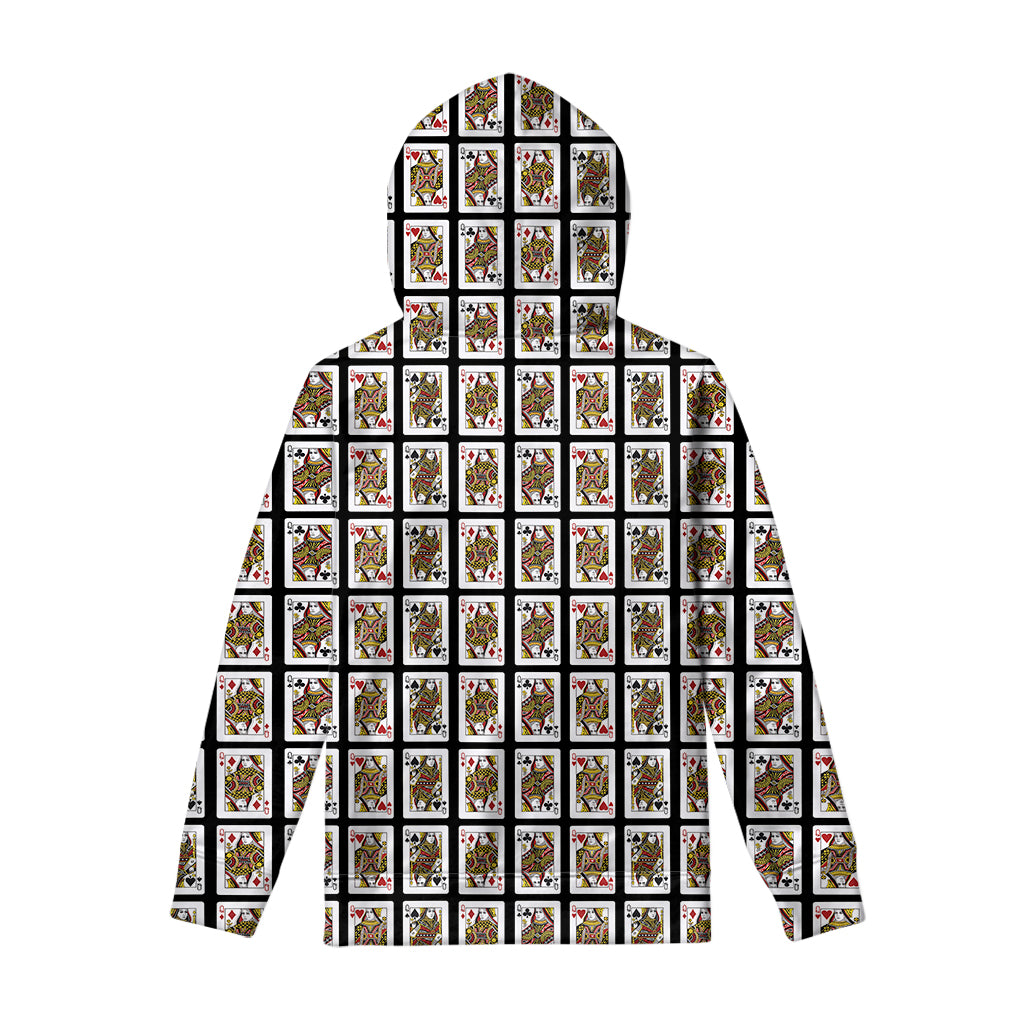 Four Queens Playing Cards Pattern Print Pullover Hoodie