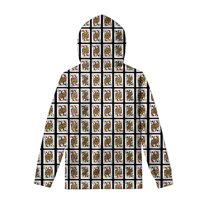 Four Queens Playing Cards Pattern Print Pullover Hoodie