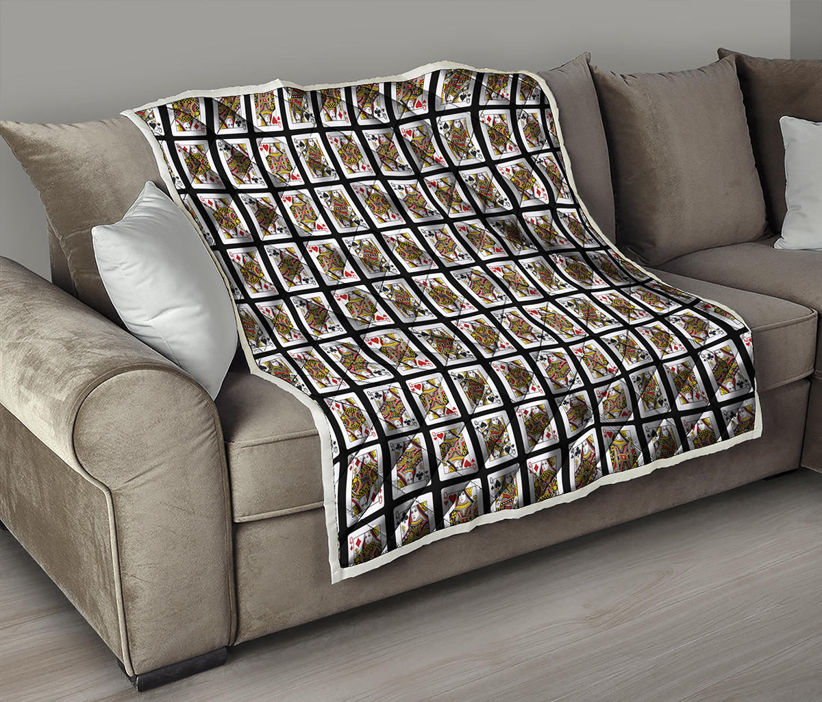 Four Queens Playing Cards Pattern Print Quilt