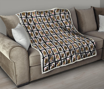 Four Queens Playing Cards Pattern Print Quilt