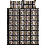 Four Queens Playing Cards Pattern Print Quilt Bed Set