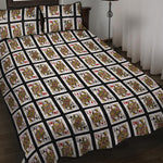 Four Queens Playing Cards Pattern Print Quilt Bed Set