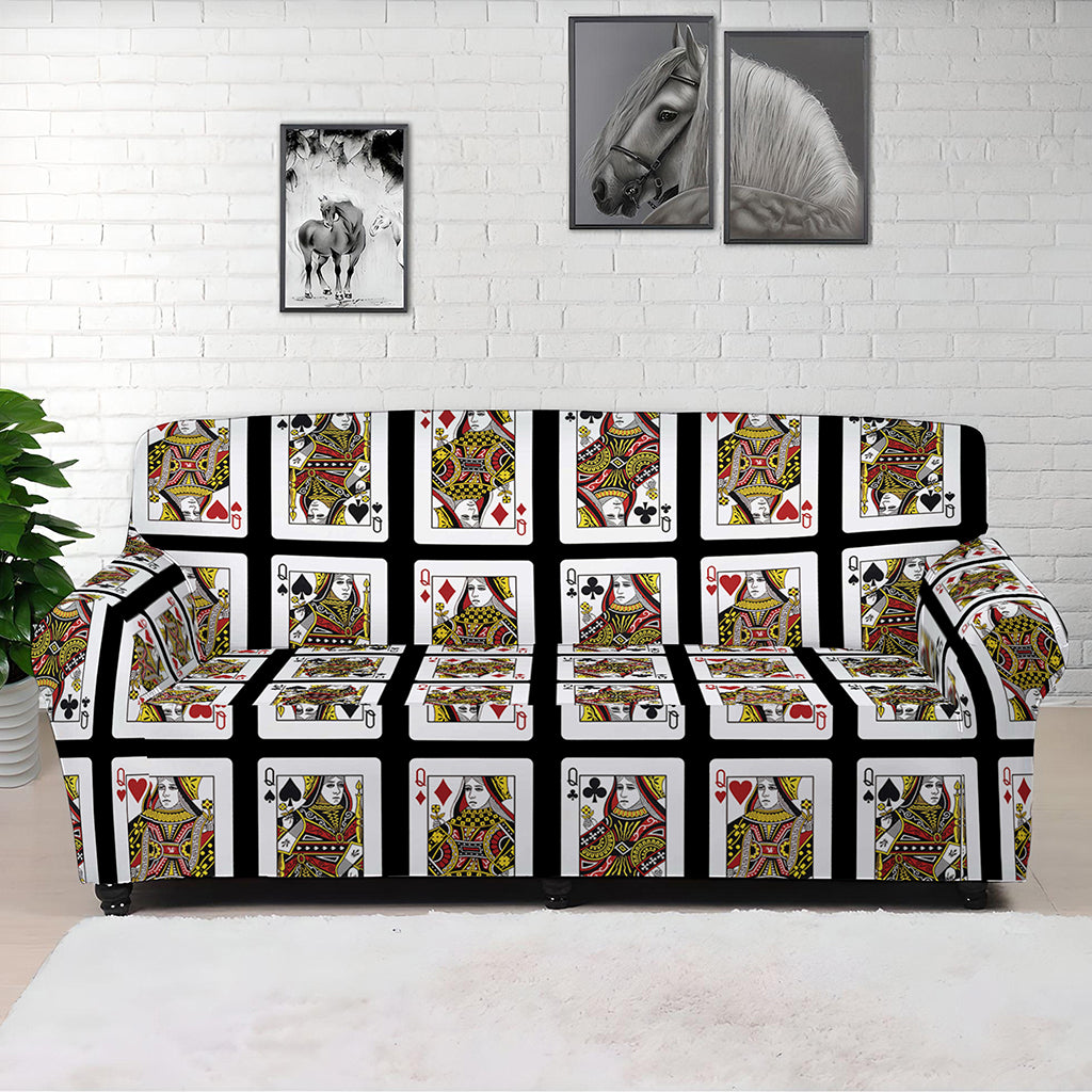 Four Queens Playing Cards Pattern Print Sofa Cover