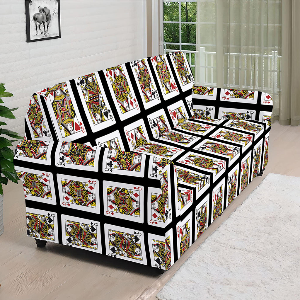 Four Queens Playing Cards Pattern Print Sofa Cover