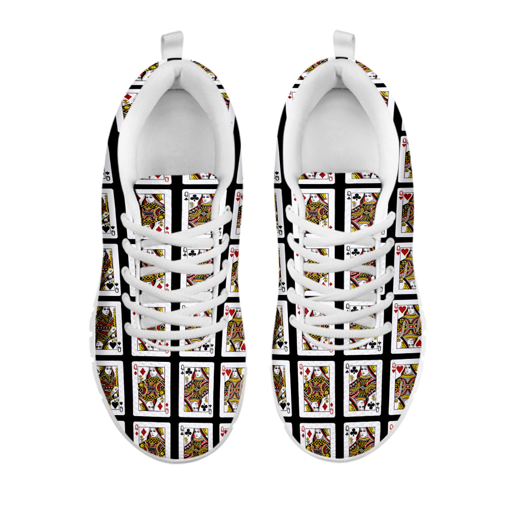 Four Queens Playing Cards Pattern Print White Sneakers
