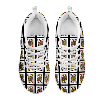Four Queens Playing Cards Pattern Print White Sneakers