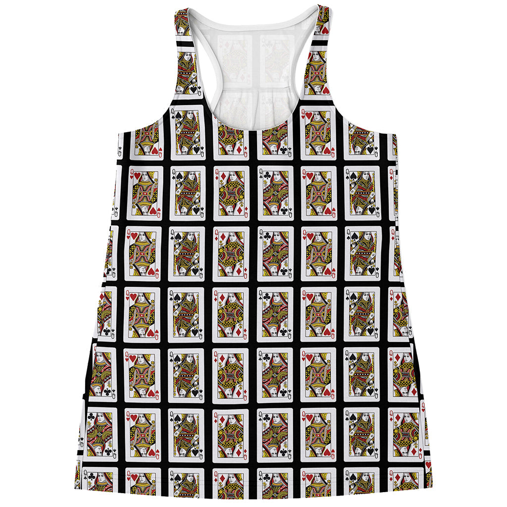Four Queens Playing Cards Pattern Print Women's Racerback Tank Top