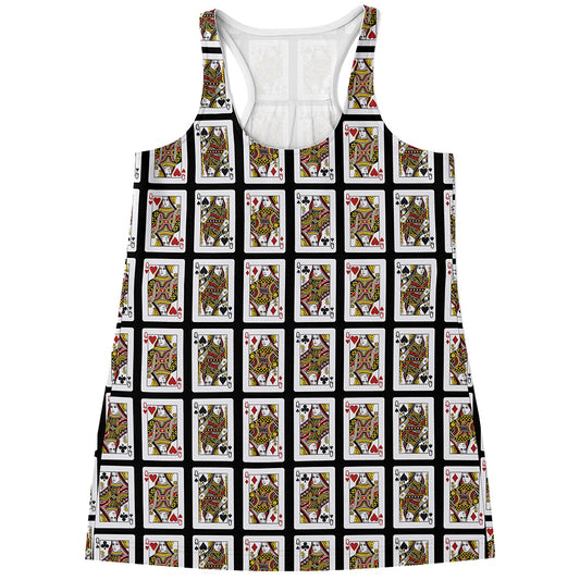 Four Queens Playing Cards Pattern Print Women's Racerback Tank Top