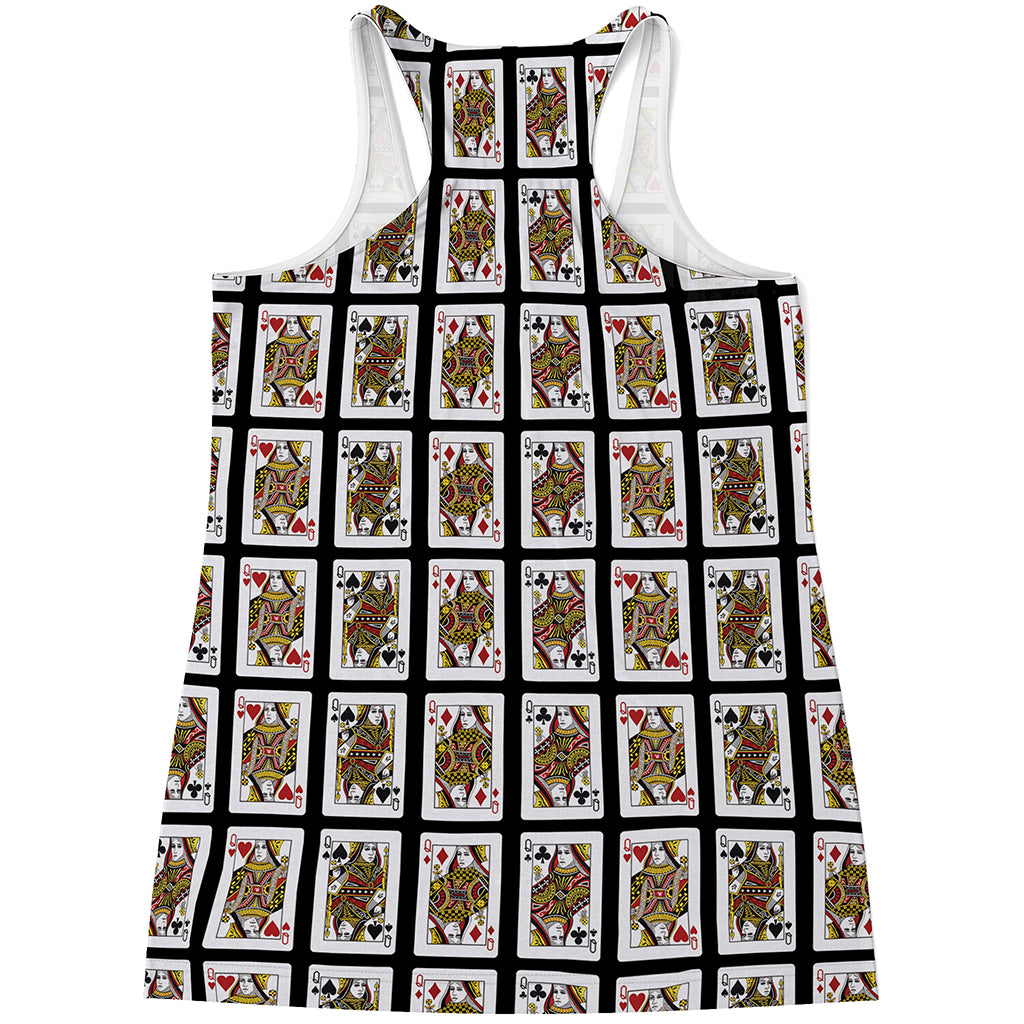Four Queens Playing Cards Pattern Print Women's Racerback Tank Top