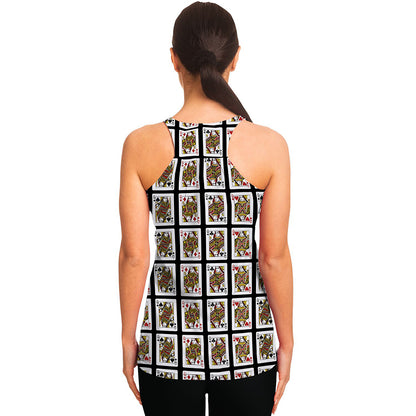 Four Queens Playing Cards Pattern Print Women's Racerback Tank Top