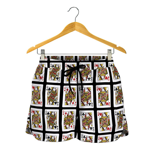 Four Queens Playing Cards Pattern Print Women's Shorts