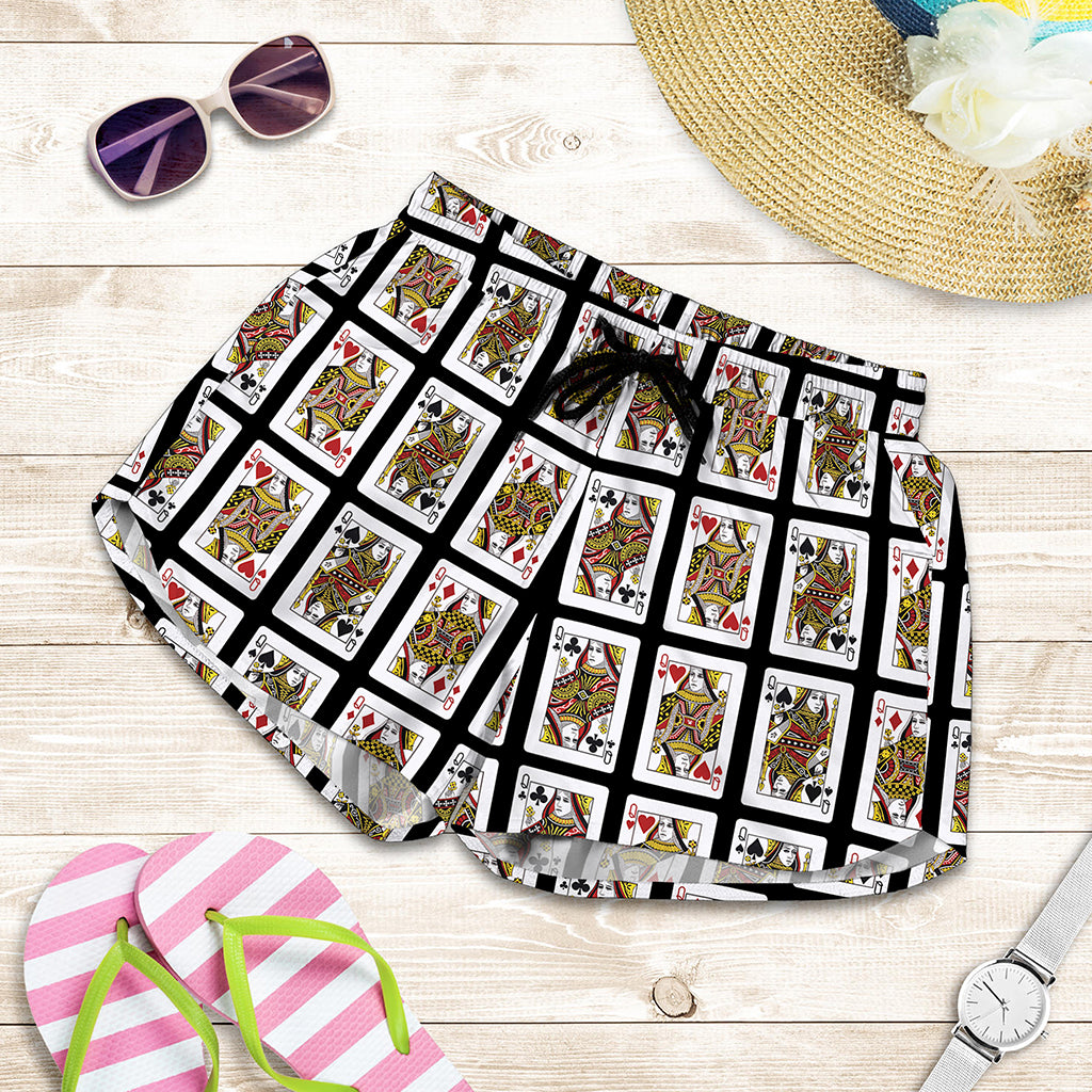 Four Queens Playing Cards Pattern Print Women's Shorts