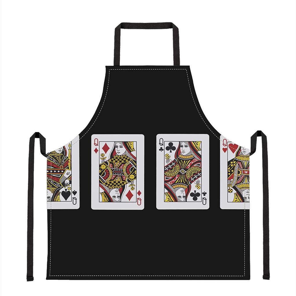 Four Queens Playing Cards Print Apron