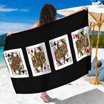 Four Queens Playing Cards Print Beach Sarong Wrap