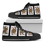 Four Queens Playing Cards Print Black High Top Shoes