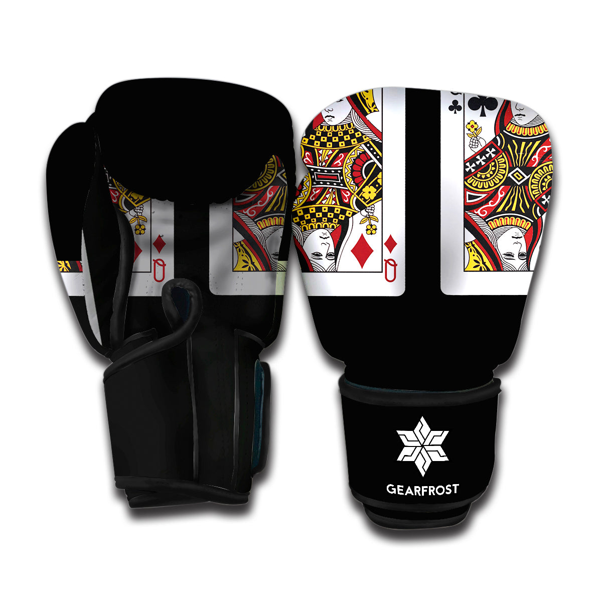 Four Queens Playing Cards Print Boxing Gloves