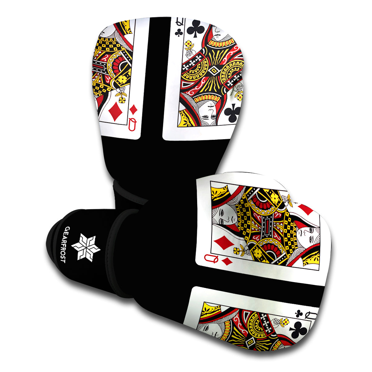 Four Queens Playing Cards Print Boxing Gloves