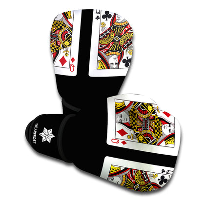 Four Queens Playing Cards Print Boxing Gloves