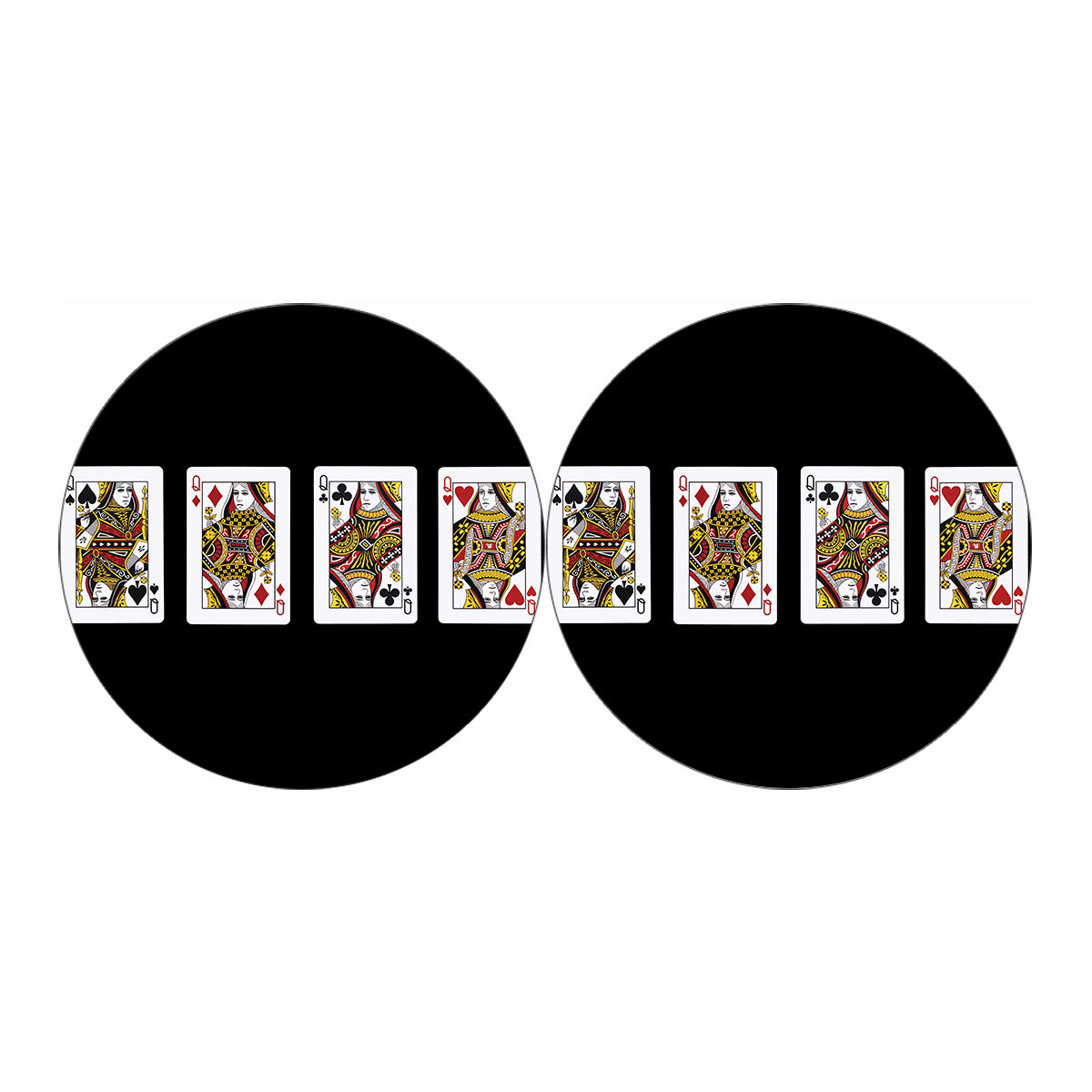 Four Queens Playing Cards Print Car Coasters