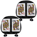 Four Queens Playing Cards Print Car Headrest Covers