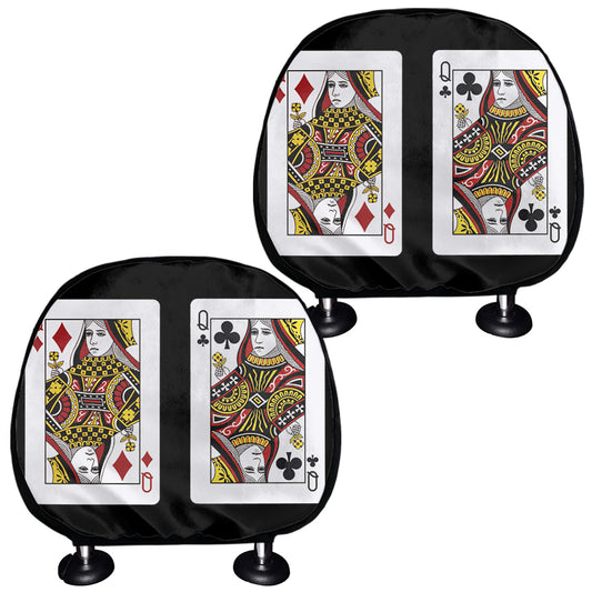 Four Queens Playing Cards Print Car Headrest Covers
