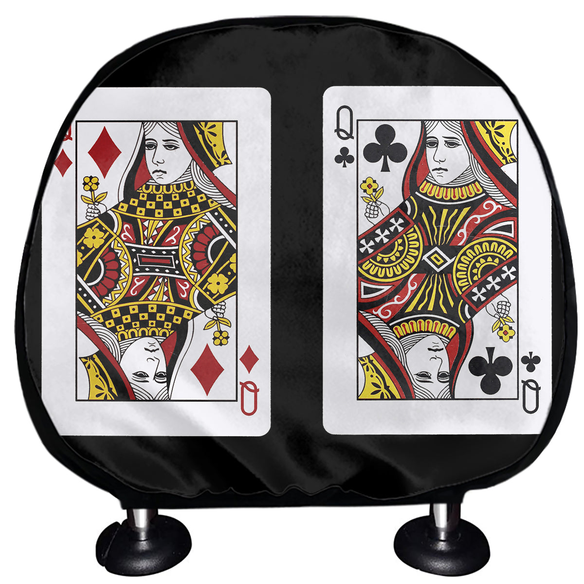 Four Queens Playing Cards Print Car Headrest Covers