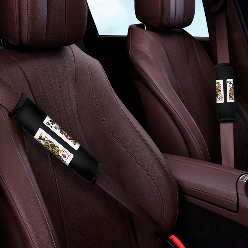 Four Queens Playing Cards Print Car Seat Belt Covers