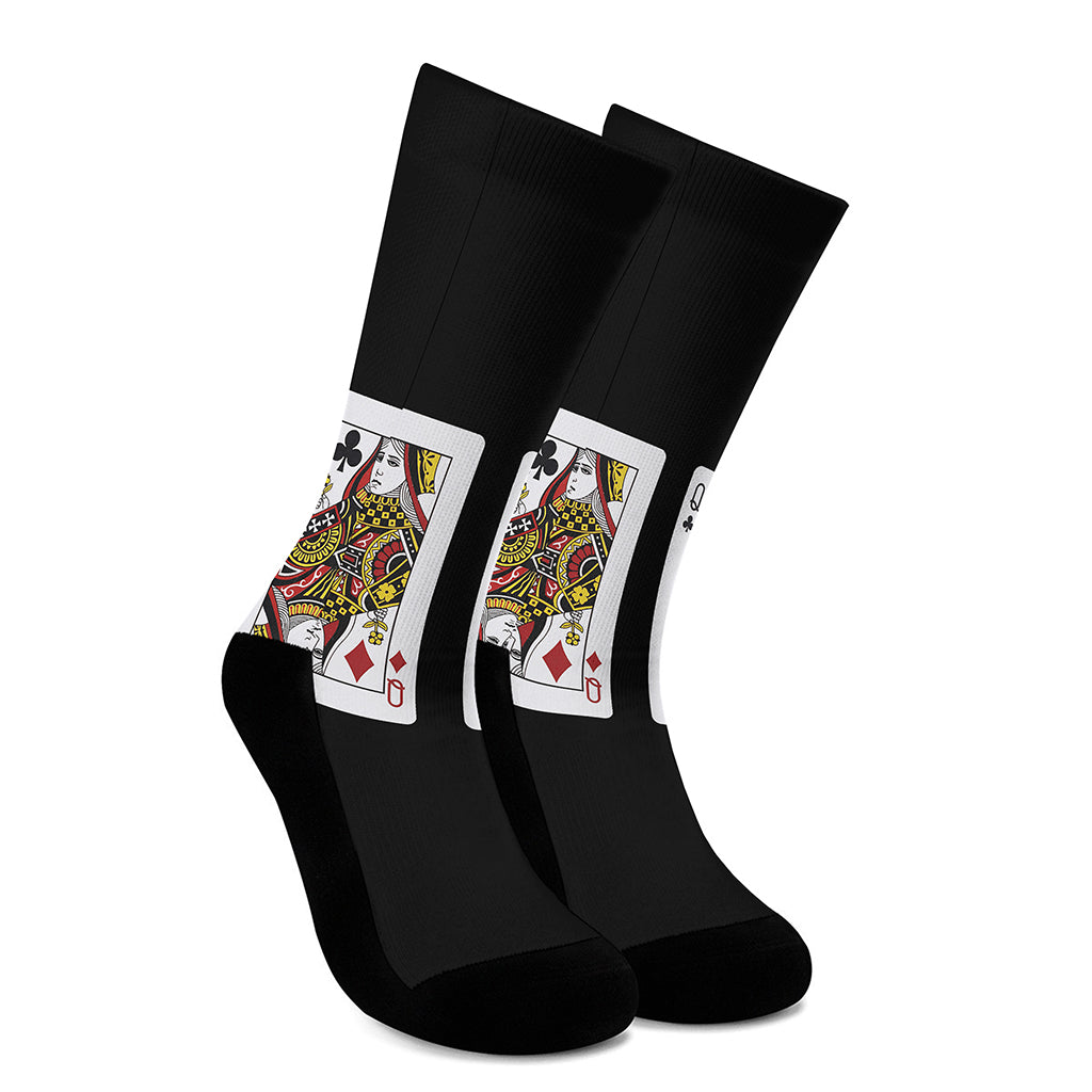 Four Queens Playing Cards Print Crew Socks